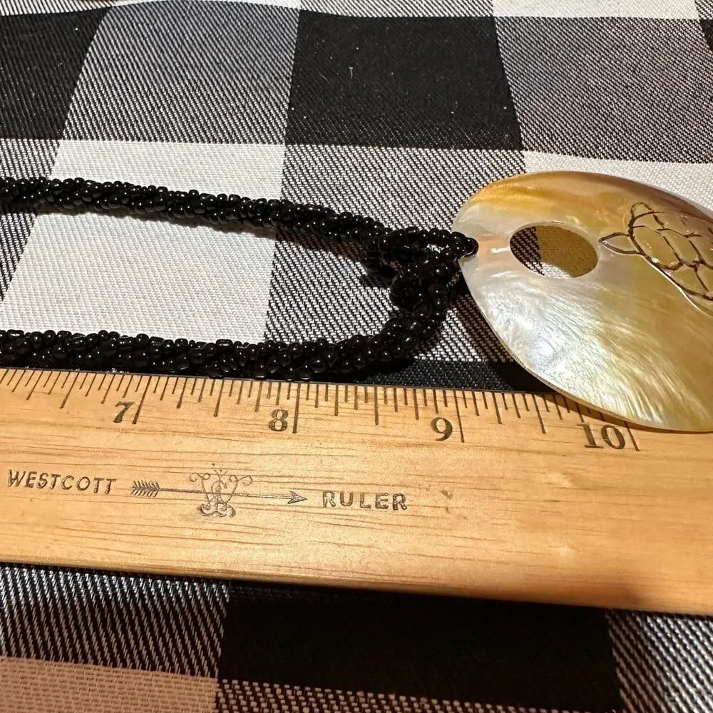 Genuine Mother of Pearl Pendant w/ Etched Sea Turtle